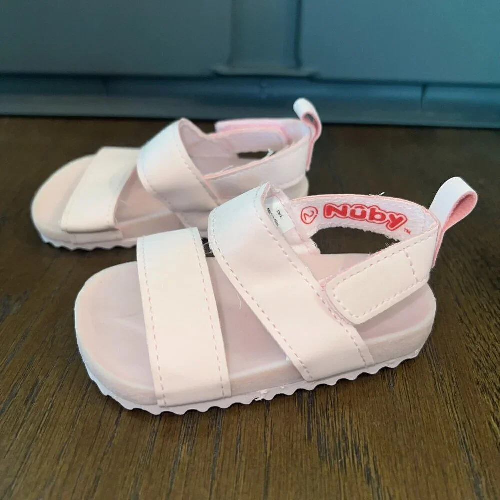 Nuby Baby Girl Light Pink Strappy Sandals Size 2